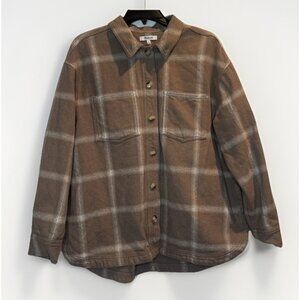 Madewell Womens Kentwood Windowpane Oversized Flannel Shirt Jacket Sz XL Classic